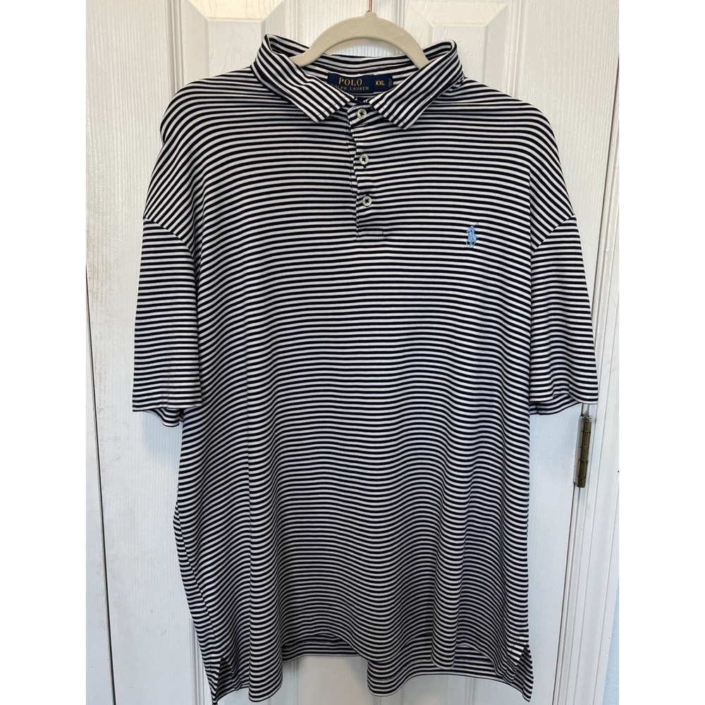 Polo Ralph Lauren Pima Soft Touch Striped Polo Shirt Mens XXL Black